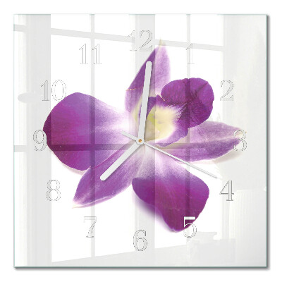 Wanduhr mit motiv quadratisch Orchideenblüte