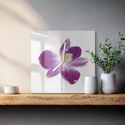 Wanduhr mit motiv quadratisch Orchideenblüte
