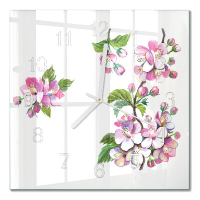 Quadratische wanduhr Blumen