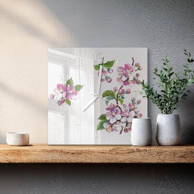 Quadratische wanduhr Blumen