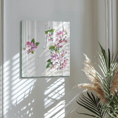 Quadratische wanduhr Blumen