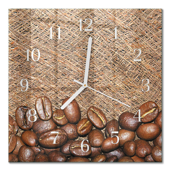 Glasuhr quadratisch Kaffeebohnen