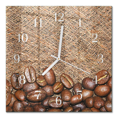 Glasuhr quadratisch Kaffeebohnen
