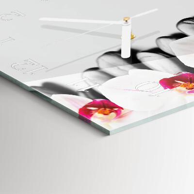 Wanduhr mit motiv quadratisch Steine ​​und Orchideen