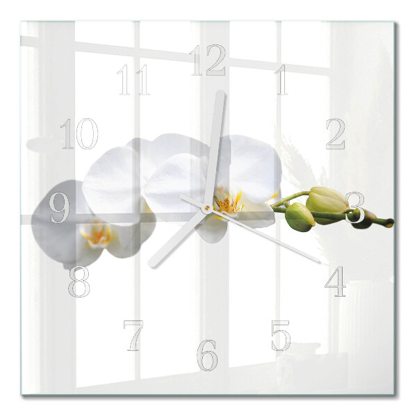 Moderne wanduhr quadratisch Orchidee