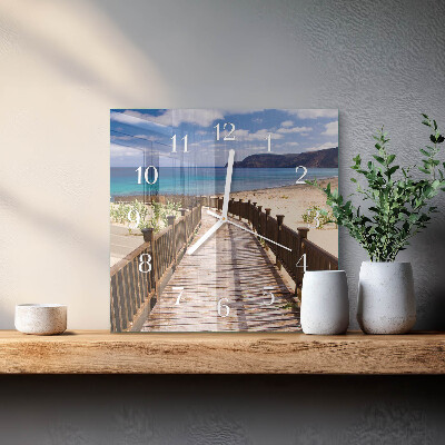 Glasuhr quadratisch Strand Meer