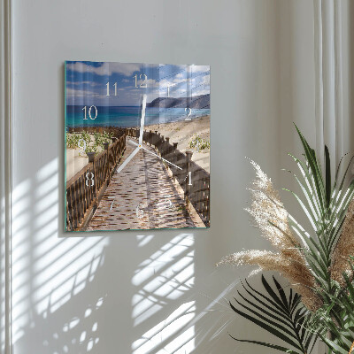 Glasuhr quadratisch Strand Meer