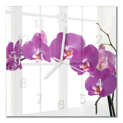 Quadratische wanduhr Orchidee