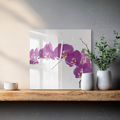 Quadratische wanduhr Orchidee