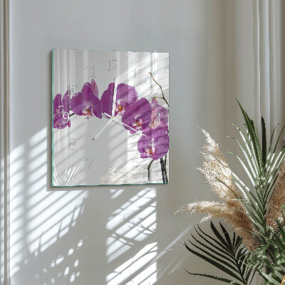 Quadratische wanduhr Orchidee