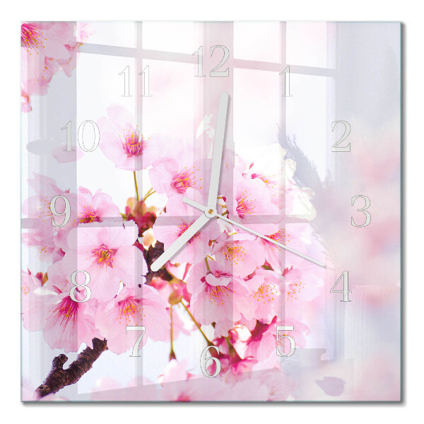 Glasuhr quadratisch Blumen