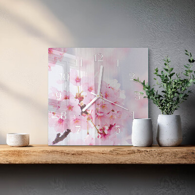 Glasuhr quadratisch Blumen