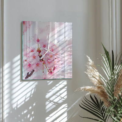 Glasuhr quadratisch Blumen