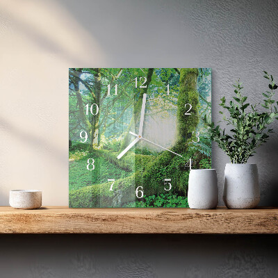 Moderne wanduhr quadratisch Waldmoos