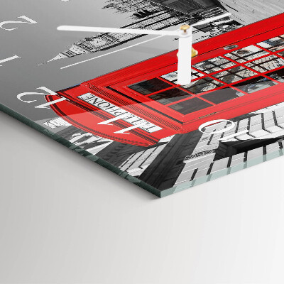 Quadratische wanduhr Rote Telefonzelle