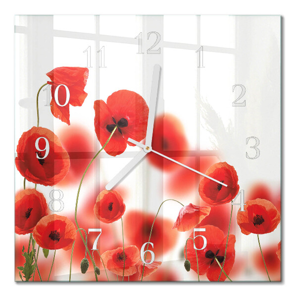 Wanduhr mit motiv quadratisch Mohnblumen