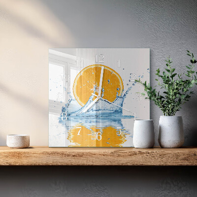 Quadratische wanduhr Orangenwasser