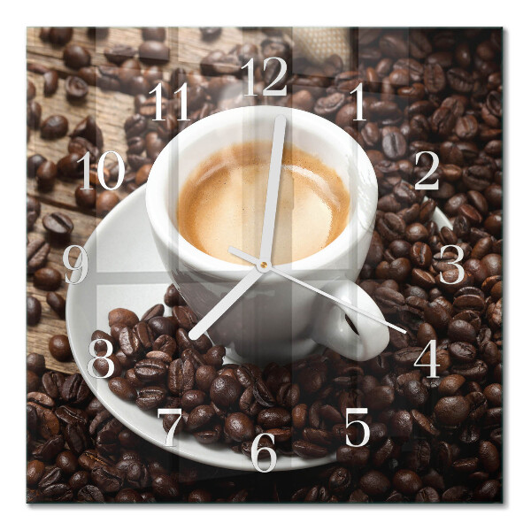 Quadratische wanduhr Eine Tasse Kaffee