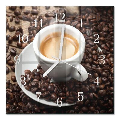 Quadratische wanduhr Eine Tasse Kaffee