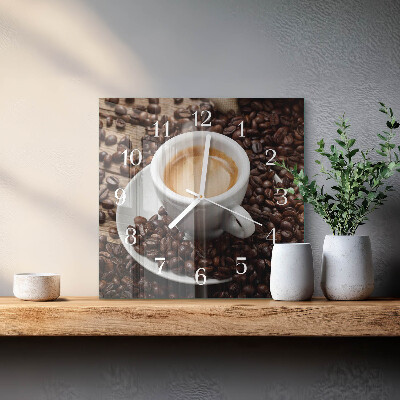Quadratische wanduhr Eine Tasse Kaffee