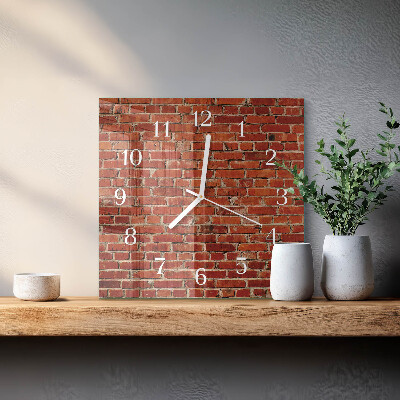 Moderne wanduhr quadratisch Ziegelmauer