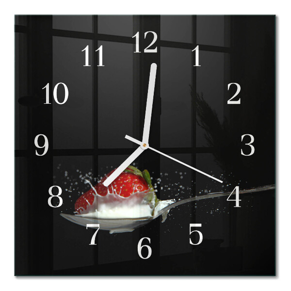 Quadratische wanduhr modern Erdbeere