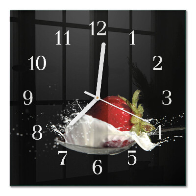 Quadratische wanduhr Erdbeere