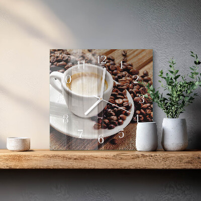 Glasuhr quadratisch Eine Tasse Kaffee