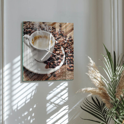 Glasuhr quadratisch Eine Tasse Kaffee