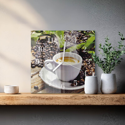 Quadratische wanduhr modern Eine Tasse Kaffee
