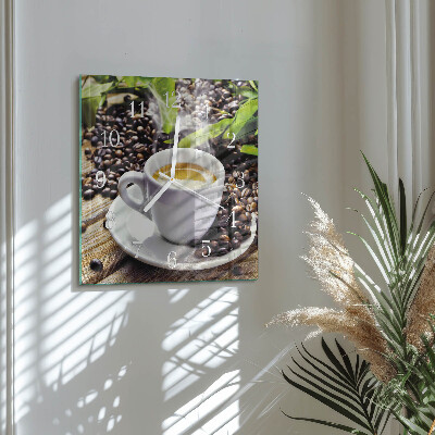 Quadratische wanduhr modern Eine Tasse Kaffee