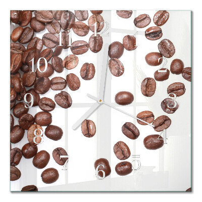 Quadratische wanduhr Kaffeebohnen