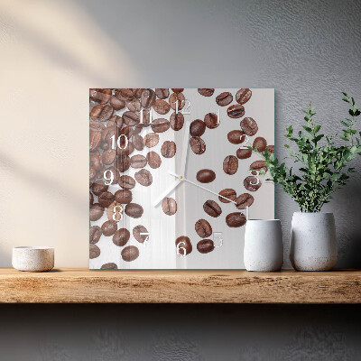 Quadratische wanduhr Kaffeebohnen