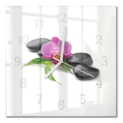 Quadratische wanduhr Orchidee