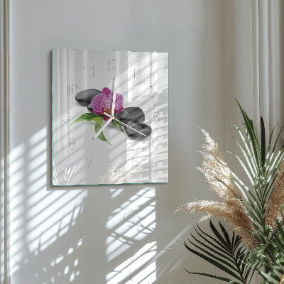 Quadratische wanduhr Orchidee