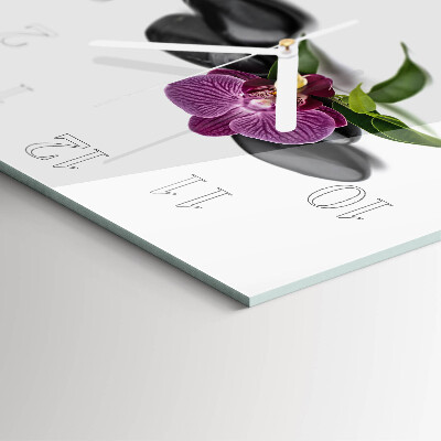 Quadratische wanduhr Orchidee