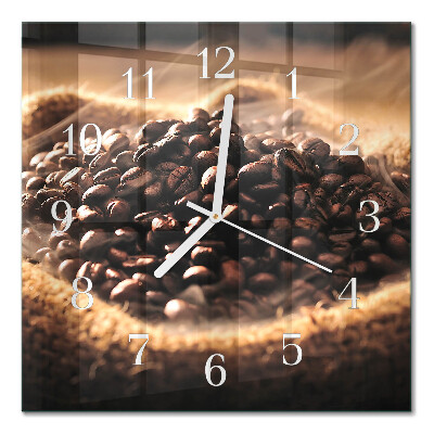Glasuhr quadratisch Kaffeebohnen