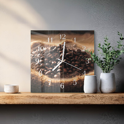 Glasuhr quadratisch Kaffeebohnen