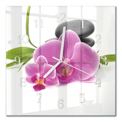Quadratische wanduhr Orchidee