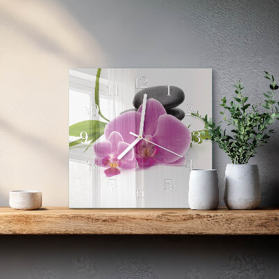Quadratische wanduhr Orchidee