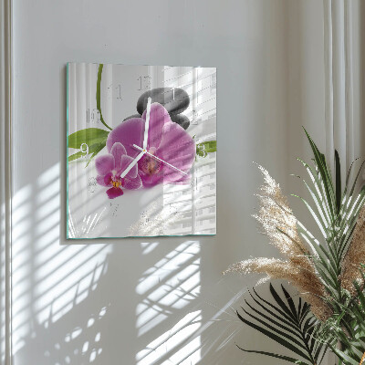 Quadratische wanduhr Orchidee