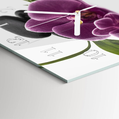 Quadratische wanduhr Orchidee