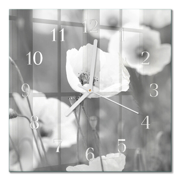 Wanduhr mit motiv quadratisch Mohnblumen