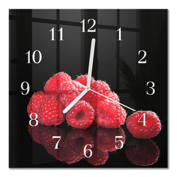 Moderne wanduhr quadratisch Himbeeren