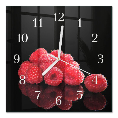 Moderne wanduhr quadratisch Himbeeren
