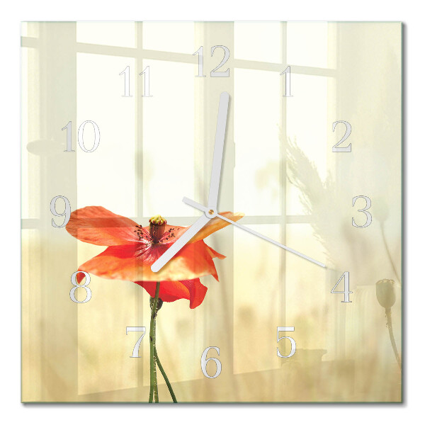 Wanduhr mit motiv quadratisch Mohn