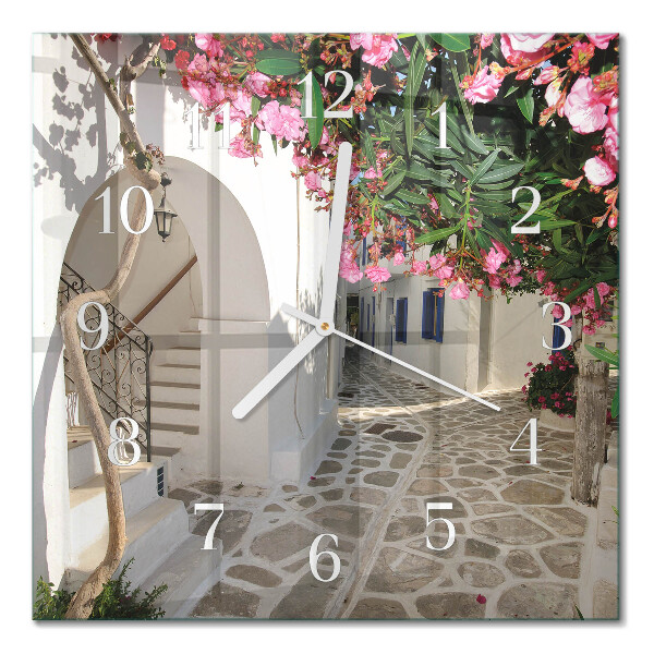 Quadratische wanduhr Blumenallee