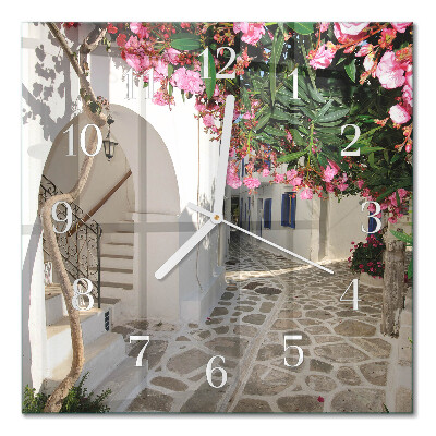 Quadratische wanduhr Blumenallee