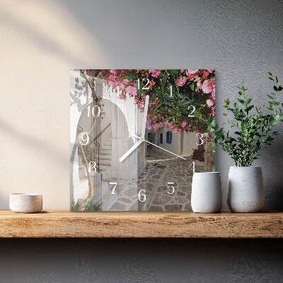 Quadratische wanduhr Blumenallee