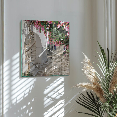 Quadratische wanduhr Blumenallee